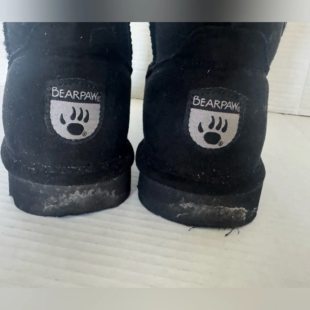 BearPaw Alyssa Black Woman’s Winter Boots faux suede fur size 7‎